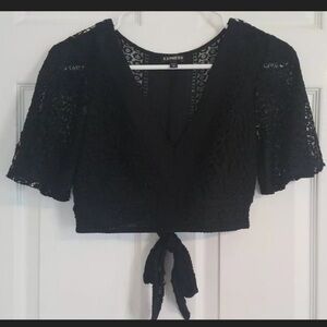 Express XS Black Lacy Women's Crop Top
